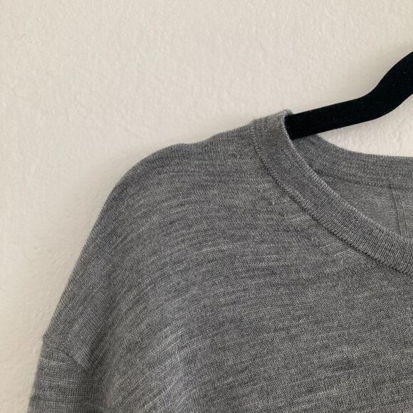 All Saints 100% Merino Wool Gray Sweater Crew Neck Minimalist Classic Men's XXL - Picture 4 of 12